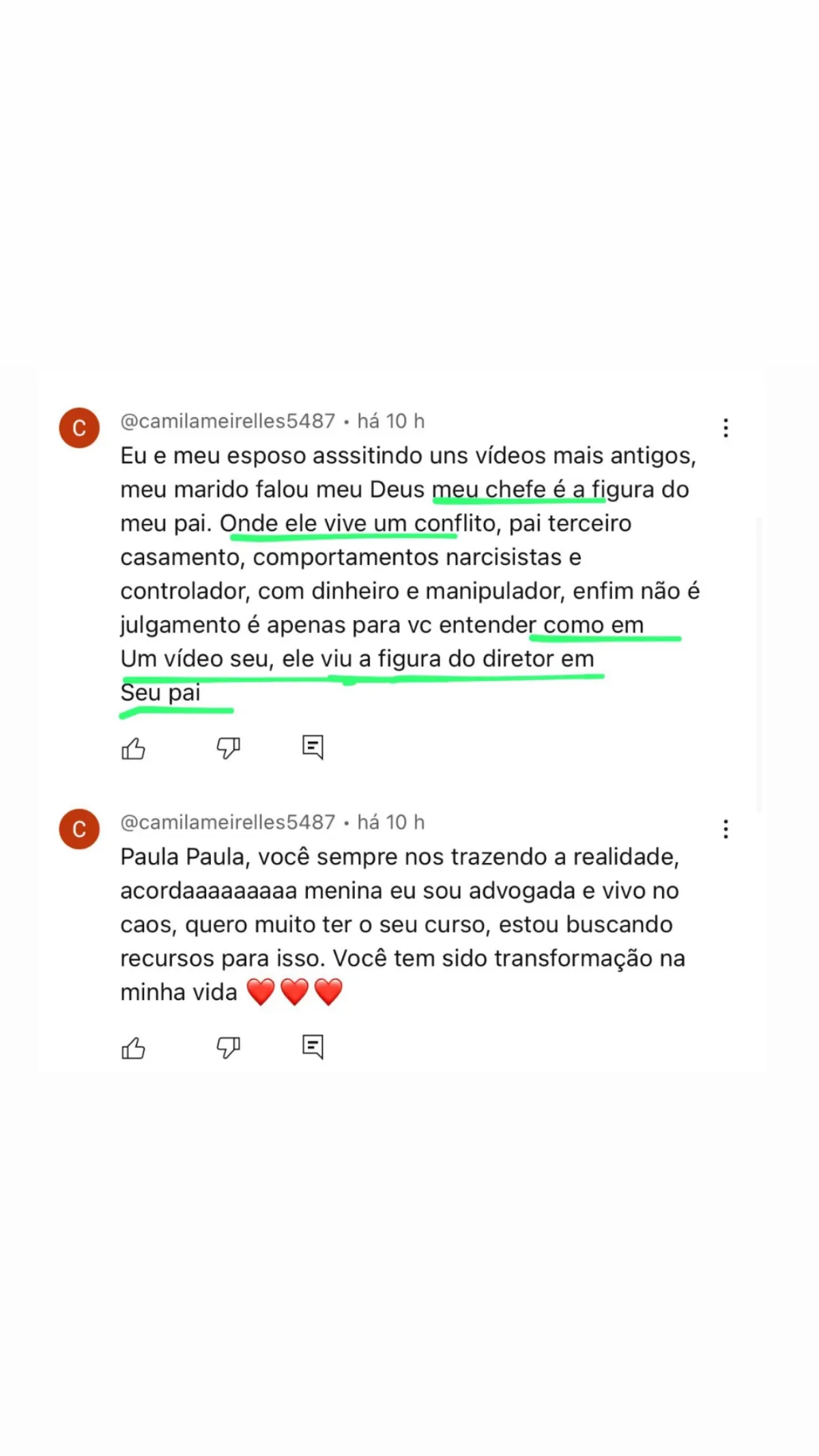 Depoimento de aluna 1